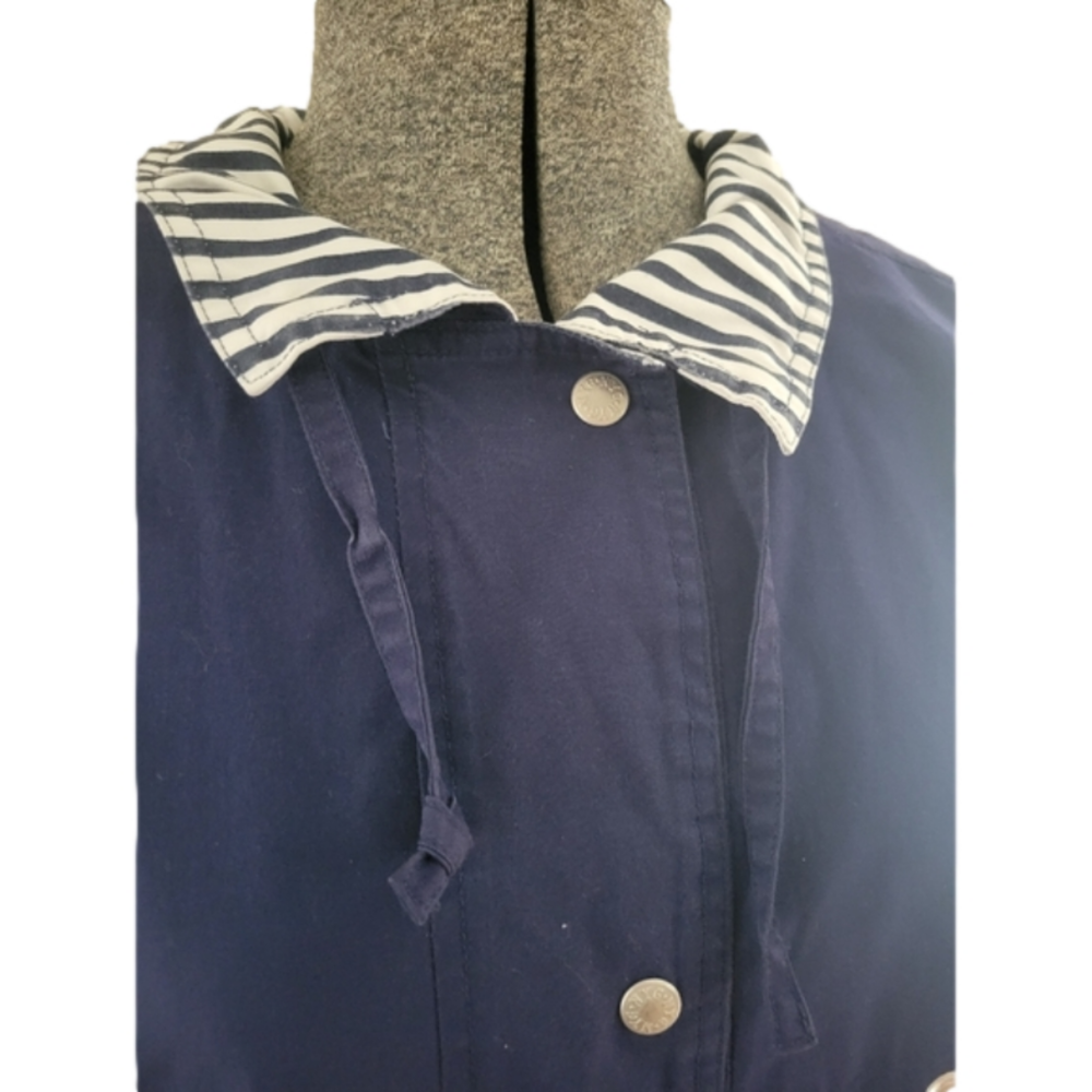 New York Girl Navy Blue Nautical Windbreaker Coat-Size Large - Picture 9 of 10